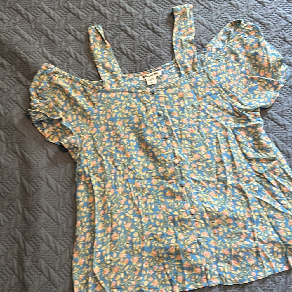 NWT Billabong : Floral Shoulder Peekaboo Top - Medium - Picture 8 of 12